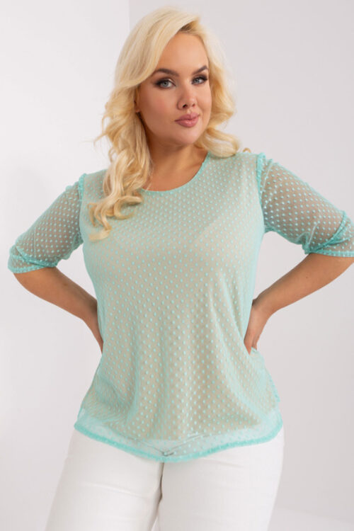 Miętowa elegancka bluzka plus size
