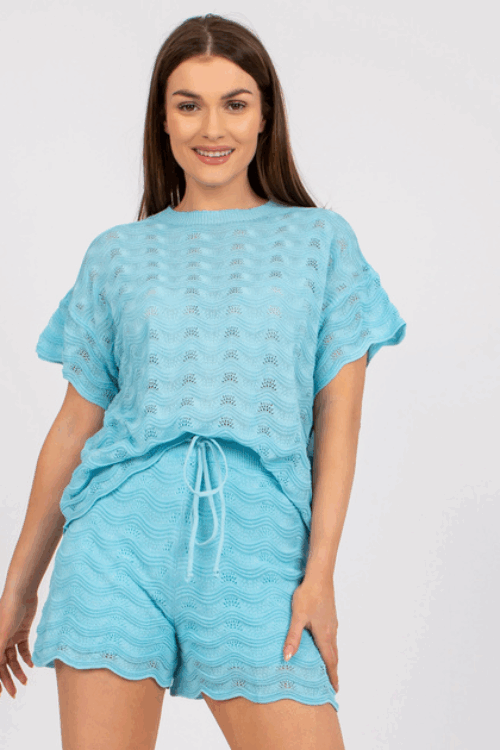 Niebieski komplet na lato z krótkim rękawem