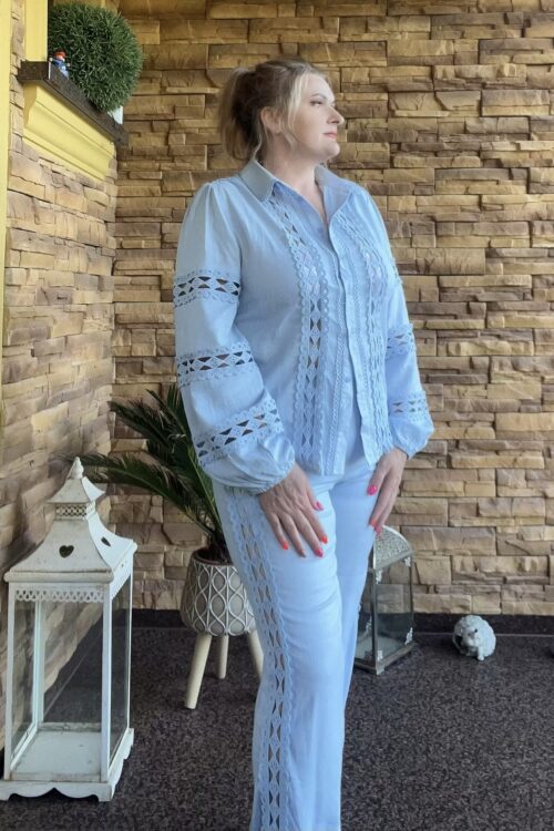 Lniany zestaw błękitny