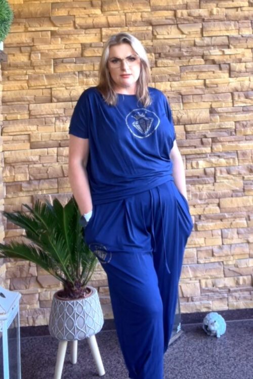 Zestaw Premium My Luxe – Granatowa Tunika i Spodnie
