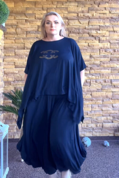 Czarny zestaw Zestaw My Luxe – Tunika Oversize i Spodnie Alladynki